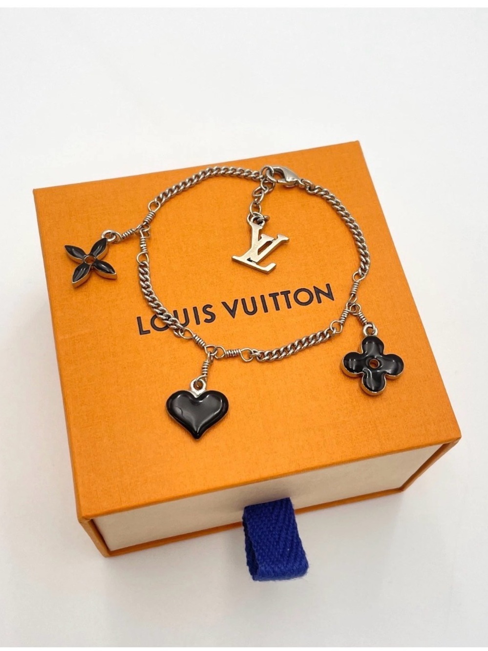 Louis Vuitton Sweet Silver Chain Bracelet with Charms Box and Dust Bag